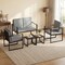 PU Leather Accent Chairs Set of 2 Padded Seats Metal Frame Modern Design